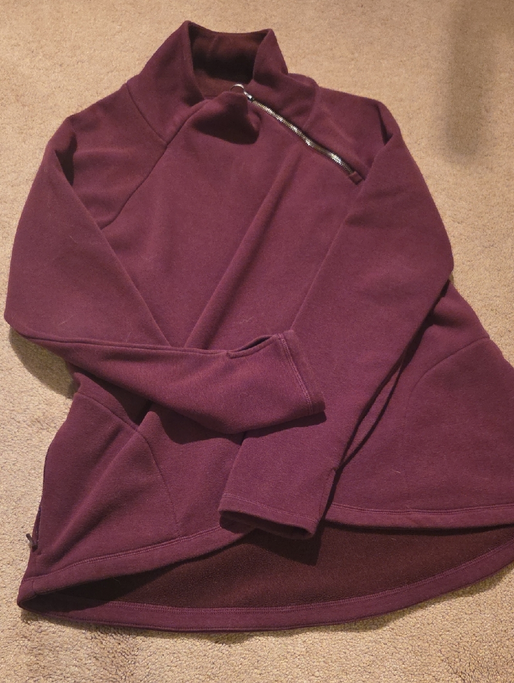Athleta Deep Plum Half-Zip Fleece Pullover With Pockets